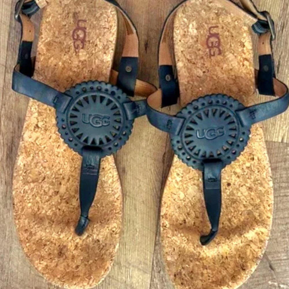 UGG Black Cork Sandals size 9 runs small